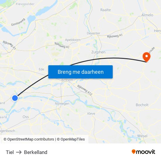 Tiel to Berkelland map