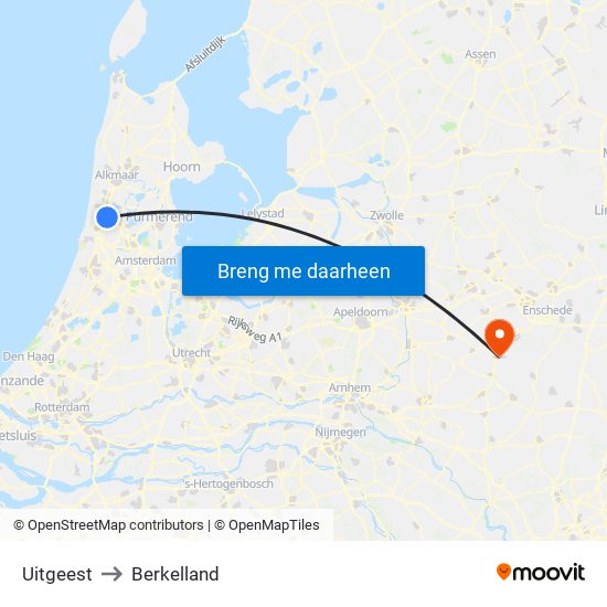 Uitgeest to Berkelland map