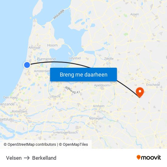 Velsen to Berkelland map