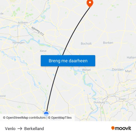 Venlo to Berkelland map