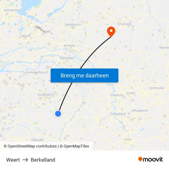 Weert to Berkelland map