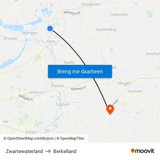 Zwartewaterland to Berkelland map