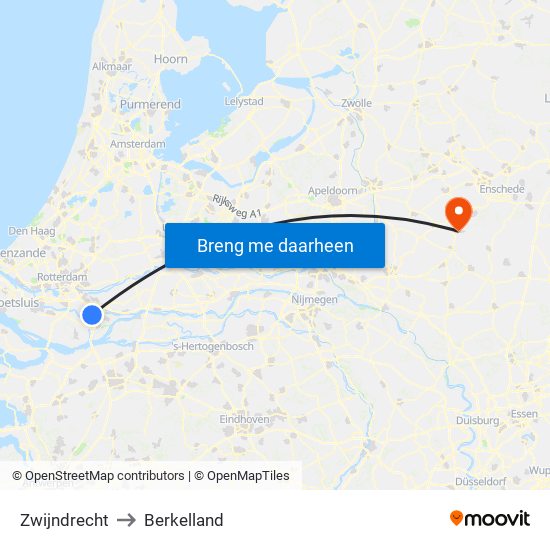 Zwijndrecht to Berkelland map