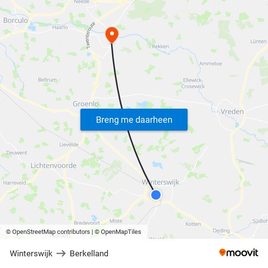 Winterswijk to Berkelland map