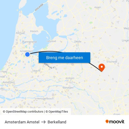 Amsterdam Amstel to Berkelland map