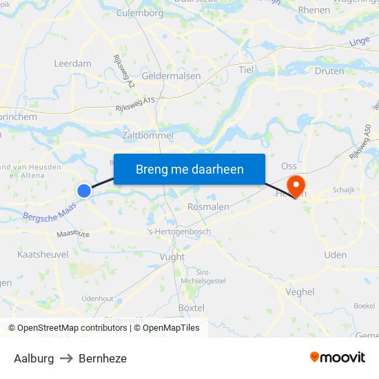 Aalburg to Bernheze map