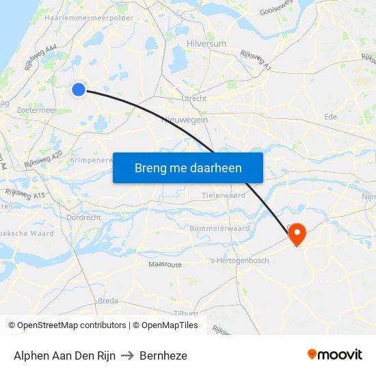 Alphen Aan Den Rijn to Bernheze map