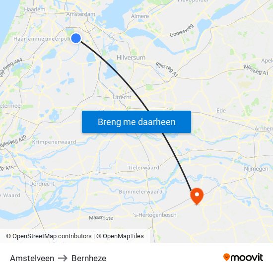 Amstelveen to Bernheze map