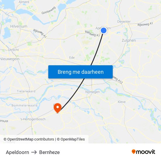 Apeldoorn to Bernheze map