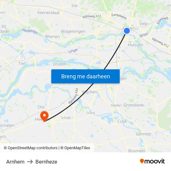 Arnhem to Bernheze map