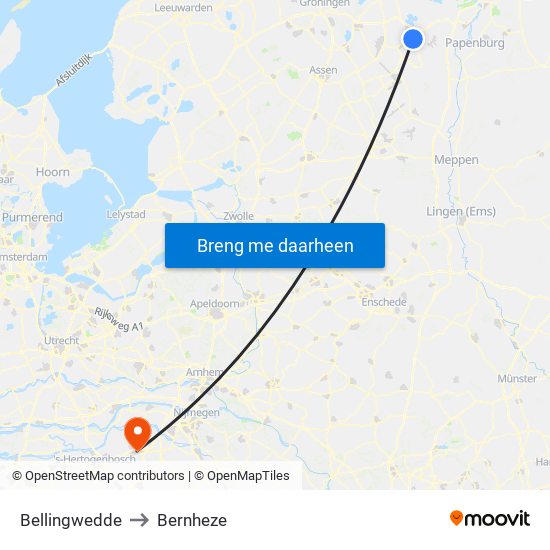 Bellingwedde to Bernheze map