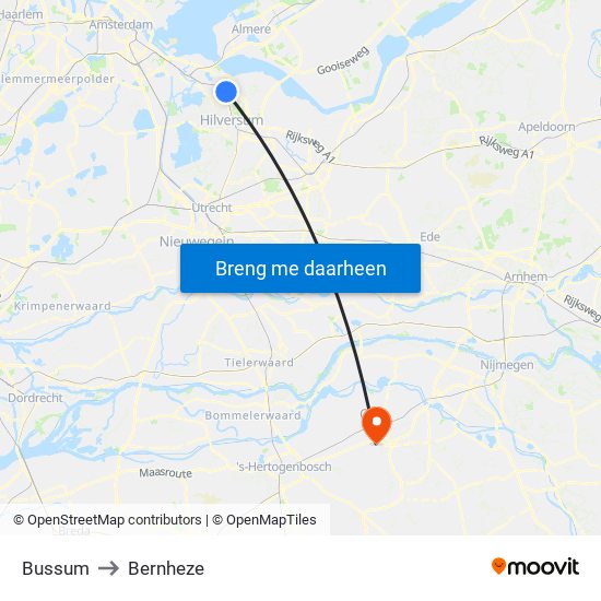 Bussum to Bernheze map