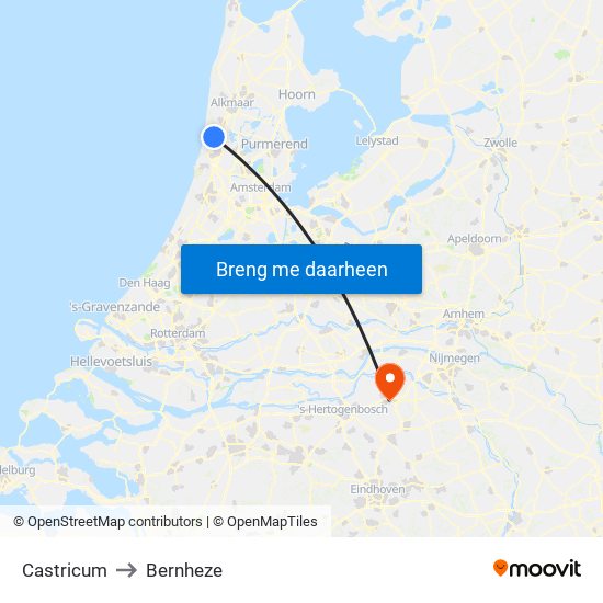 Castricum to Bernheze map