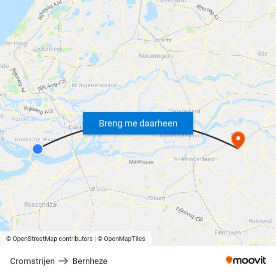 Cromstrijen to Bernheze map
