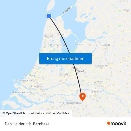 Den Helder to Bernheze map
