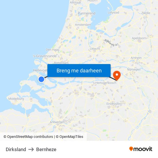 Dirksland to Bernheze map