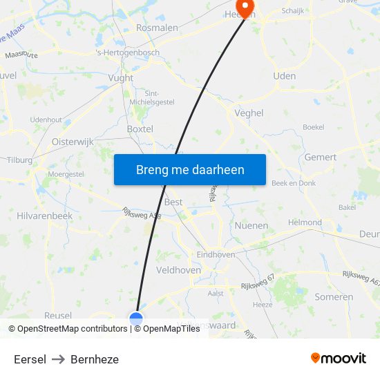 Eersel to Bernheze map