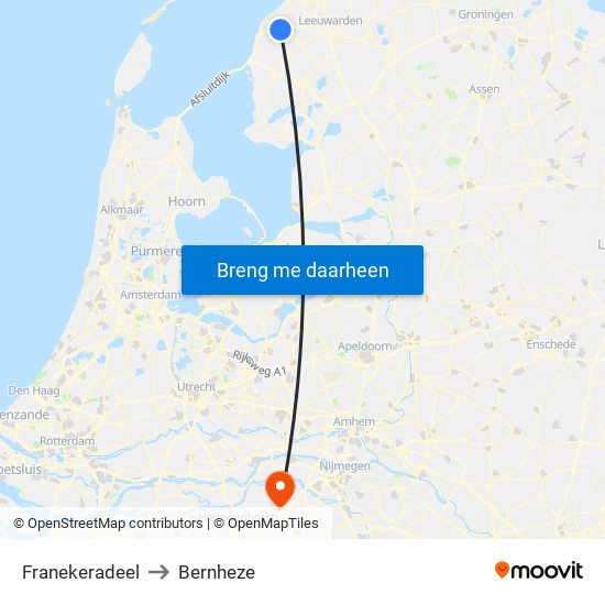 Franekeradeel to Bernheze map
