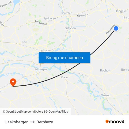 Haaksbergen to Bernheze map