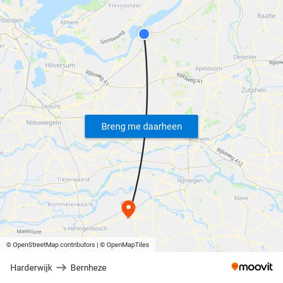 Harderwijk to Bernheze map