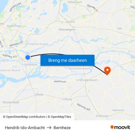Hendrik-Ido-Ambacht to Bernheze map