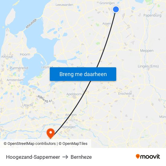 Hoogezand-Sappemeer to Bernheze map