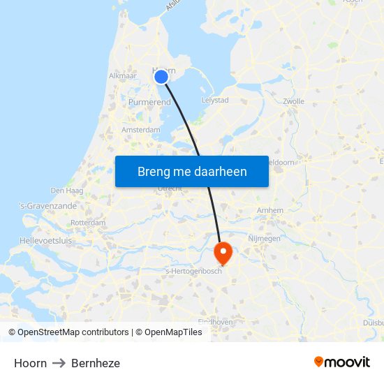 Hoorn to Bernheze map