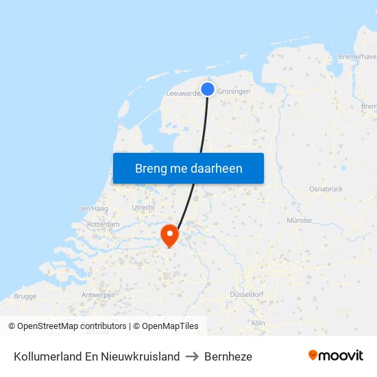 Kollumerland En Nieuwkruisland to Bernheze map