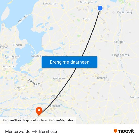 Menterwolde to Bernheze map