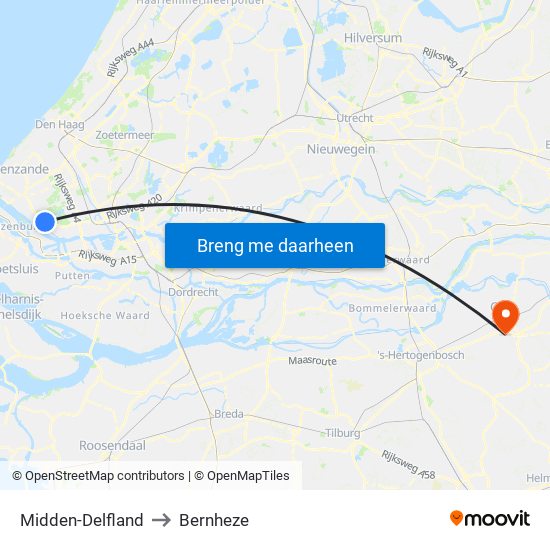 Midden-Delfland to Bernheze map