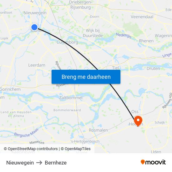 Nieuwegein to Bernheze map