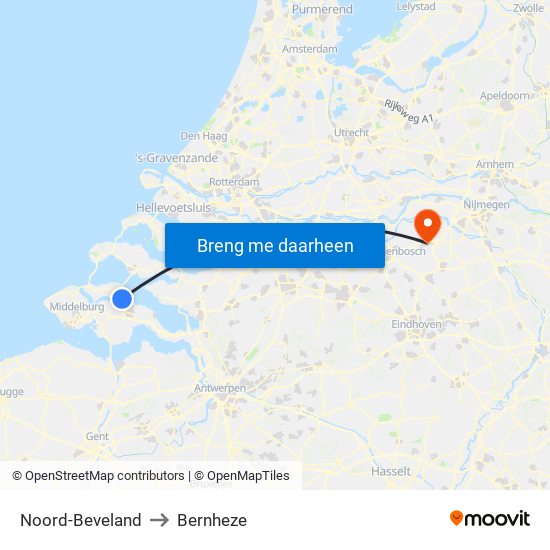 Noord-Beveland to Bernheze map