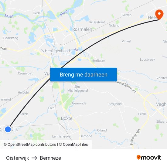 Oisterwijk to Bernheze map