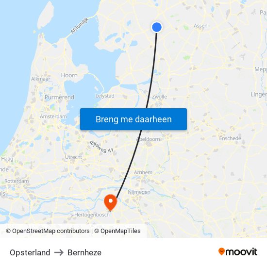 Opsterland to Bernheze map