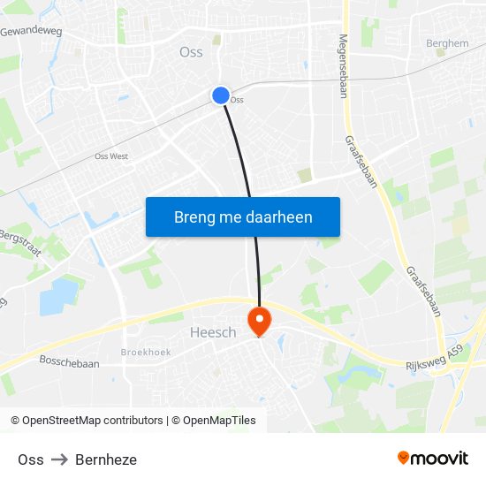 Oss to Bernheze map
