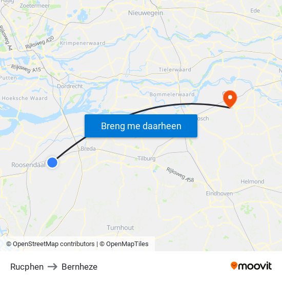 Rucphen to Bernheze map