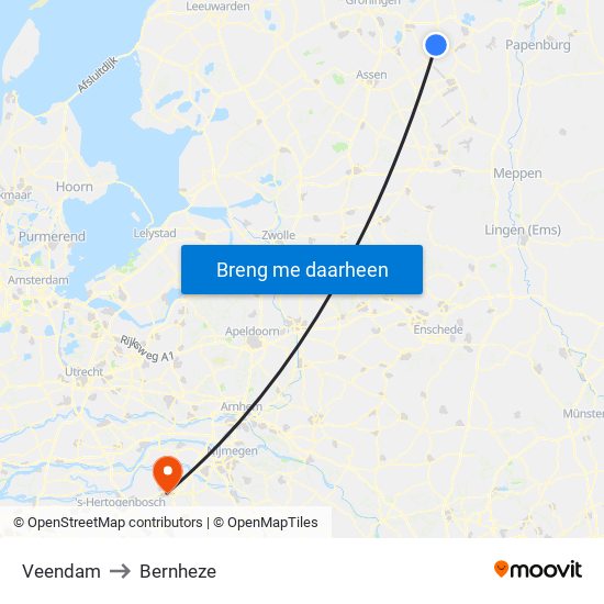 Veendam to Bernheze map