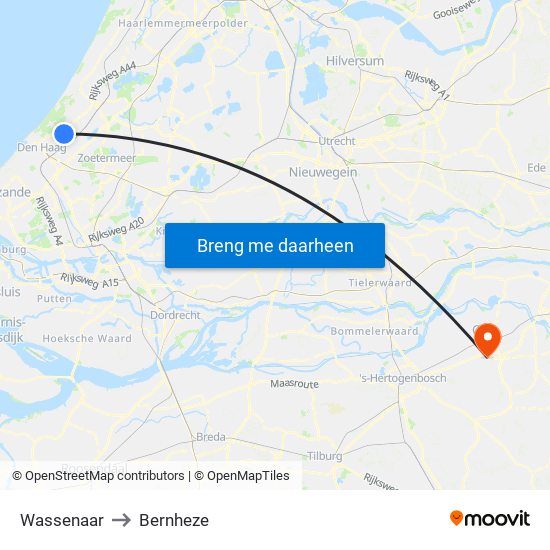 Wassenaar to Bernheze map