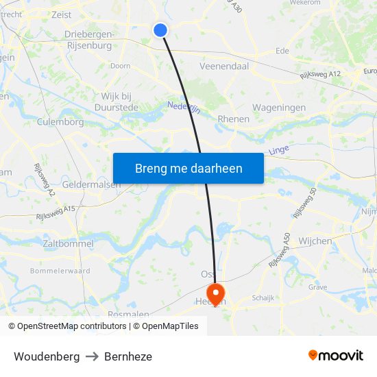 Woudenberg to Bernheze map