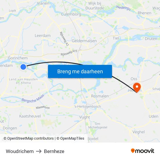 Woudrichem to Bernheze map