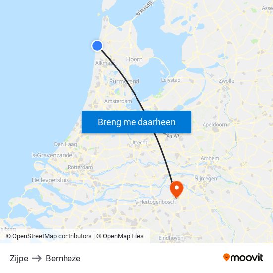 Zijpe to Bernheze map