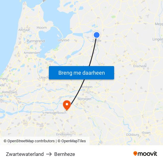 Zwartewaterland to Bernheze map