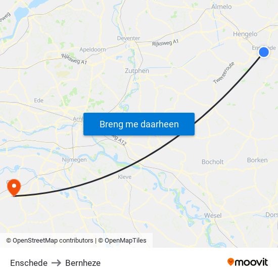 Enschede to Bernheze map