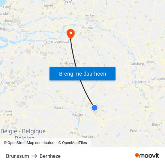 Brunssum to Bernheze map