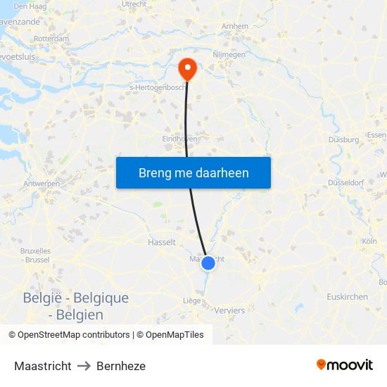 Maastricht to Bernheze map