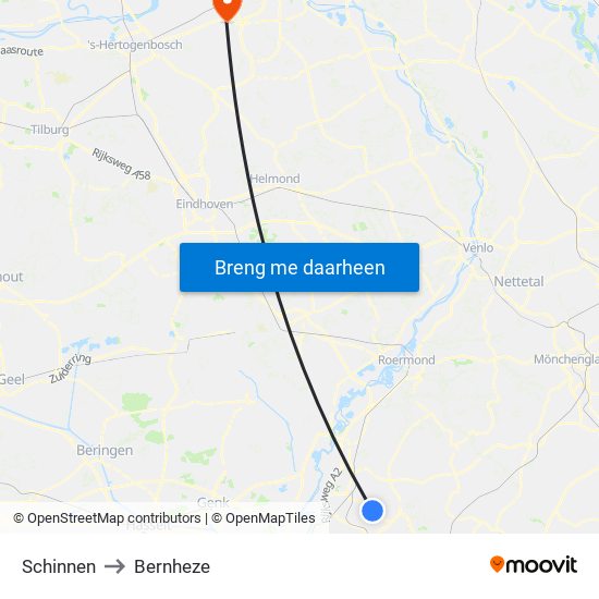 Schinnen to Bernheze map