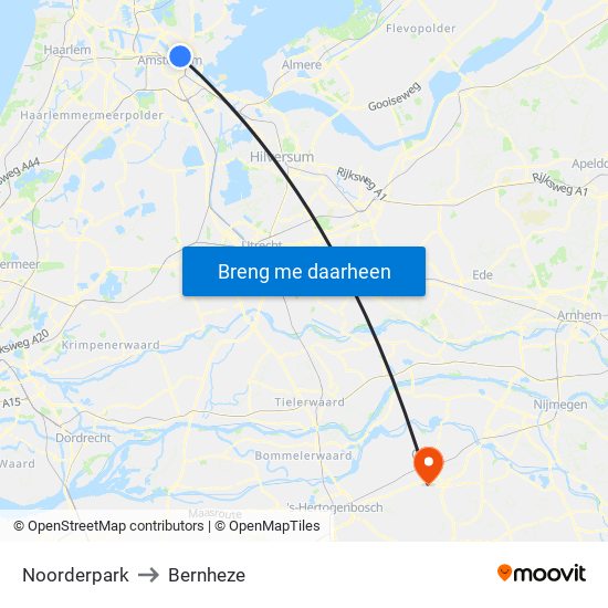 Noorderpark to Bernheze map