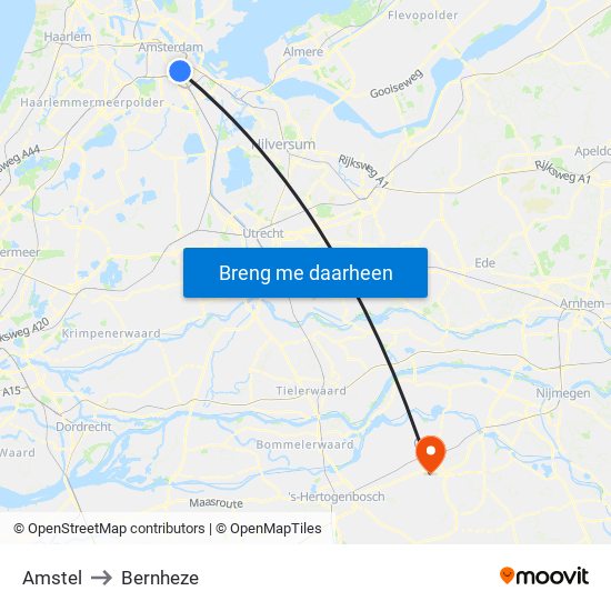 Amstel to Bernheze map