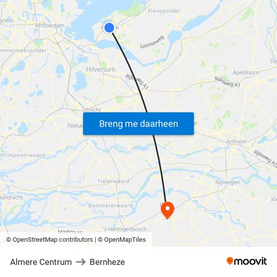 Almere Centrum to Bernheze map