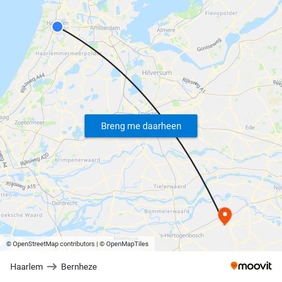 Haarlem to Bernheze map